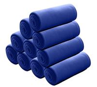 wometo Lot de 10 avantages Couverture Polaire oekoTex 130x160 cm env. 400g Lourde avec Anti-Boulochage et Bord ourlé Bleu foncé