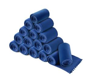 wometo Lot de 16 couvertures polaire Wave 120 x 160 cm - Certifié Oeko-Tex env. Couverture polaire douce de 300 g avec bord ondulé anti-boulochage Bleu