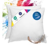 wometo Lot de 2 Coussins en 100% Plumes - 80 x 80 à 1200 g - oekoTex - Housse Coton - Blanc - Coussin intérieur - Rembourrage de Coussin - Coussin de Couchage (2 pièces)
