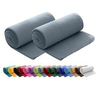 wometo Lot de 2 couvertures Polaires oekoTex 130x160 cm env. 400g Lourd avec Anti-Boulochage et Bord ourlé Gris