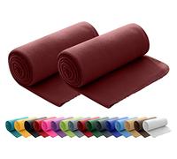 wometo Lot de 2 couvertures Polaires oekoTex 130x160 cm env. 400g Lourd avec Anti-Boulochage et Bord ourlé Bordeaux Rouge foncé