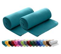 wometo Lot de 2 couvertures Polaires oekoTex 130x160 cm env. 400g Lourd avec Anti-Boulochage et Bord ourlé Turquoise pétrole