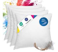 wometo Lot de 4 coussins en plumes 100 % plumes - 50 x 50 - 600 g - Certifié Oeko-TEX - Housse coton - Blanc - Coussin intérieur - Rembourrage de coussin / petits oreillers (4 pièces)
