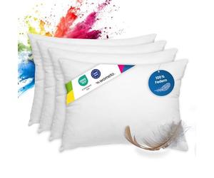 wometo Lot de 4 oreillers 100% Plumes 30x50 cm - 330g oekoTex Oreiller Coussin de Remplissage Housse Coton Blanc I Oreiller intérieur/Remplissage d'oreiller/Petit Oreiller (4 pièces)