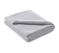 wometo Plaid en Tricot 140x190 cm 60% recyclé Oeko-TEX Blanc Gris | Couverture tricotée, plaid de salon chaud et doux au motif tricot droit