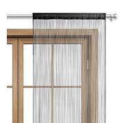 wometo Rideau à Fils Rideau de Porte Fils 90x245 cm Noir - Passage de Tringle oekoTex raccourcissable Lavable uni uni dans de Nombreux Coloris