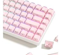 Womier Jelly Keycaps-Crystal Cute Keycaps Pink 60 65 75 100 Percent, Side Printed Elegant Key Caps Custom113 Keys, OEM Profile for 61/68/84/87/98/100 Cherry Gateron MX Mechanical, Pink