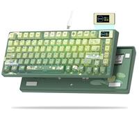 Womier SK80 Clavier de jeu mécanique 75 % avec écran multimédia couleur mignon grenouille verte filaire remplaçable à chaud Montage à chaud RVB Stabilisateur pré-lubrifié pour Mac/Win Vert