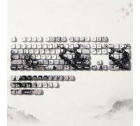 Womier Touches de clavier PBT 75 % - Profil MOA en sublimation thermique, ensemble personnalisé pour clavier mécanique Cherry MX 61/64/68/84/87/100/104/108, motif vache blanc/noir