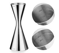 WOMLEX Verre doseur à cocktail avec graduation intérieure pour un cocktail - Acier inoxydable 304 - Convient pour les bars et les appartements (Argenté, 30 ml et 60 ml)