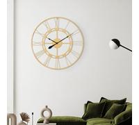 WOMO-DESIGN | Horloge Murale Minuterie Stockholm Ø85cm Rond en Fer Noir Grands Chiffres Romains Pendule Murale Décorative Rétro Mouvement Silencieuse sans Tic-Tac Style Vintage Industrielle pour Salon