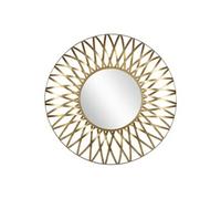 WOMO-DESIGN Miroir Mural Rond Doré Design Lima Ø 84 cm en Verre avec Cadre Métallique