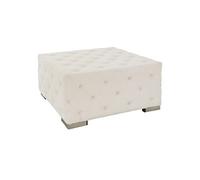 WOMO-DESIGN Pouf Tabouret XXL Ostrava en Lin, Crème, avec Pieds Métalliques Argentés