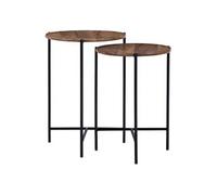 WOMO-DESIGN Set 2x Tables d'Appoint Rondes Ø40x55cm/Ø 35x50cm, Naturel-Noir, Unique, Fait