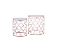 WOMO-DESIGN Set de 2 Tables d'Appoint Design Ø40 / Ø45 cm - Rondes - Plateau en Marbre