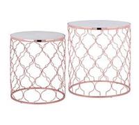 WOMO-DESIGN Set de 2 Tables d'Appoint Design Ø40 / Ø45 cm - Rondes - Plateau en Marbre Weiß G