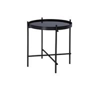 Table basse Womo Design WOMO-DESIGN Table Basse Ronde - Ø 43 x 45 cm - Noir - Plateau en Verre - Cadre en Métal