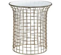 WOMO-DESIGN Table basse 40x45 cm ronde structure métal doré plateau verre amovible transparent style moderne à entretoises bout de canapé salon surface d’appoint café meuble lounge déco intérieur Gold