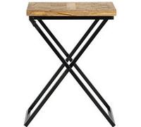 WOMO-DESIGN Table basse 48x35x63 cm naturel noir en bois de manguier structure en métal artisanal design moderne bout de canapé meuble d’appoint pour salon décorative pour boissons café lounge bar Bra