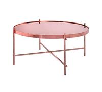 WOMO-DESIGN Table Basse de Salon Ronde - Ø 75 x 35 cm - Plateau en Verre, Cadre Métallique