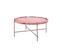 WOMO-DESIGN Table Basse de Salon Ronde - Ø 75 x 35 cm - Plateau en Verre, Cadre Métallique