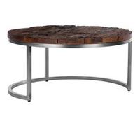 WOMO-DESIGN Table Basse Gigogne Ronde Surabaya, Ø 70x35 cm, en Bois d'Acacia Massif, Braun, Silber G