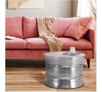 WOMO-DESIGN Table basse de salon café martelée en aluminium Ø 62 x 33 cm argenté