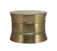 WOMO-DESIGN Table Basse Martelée de Salon - Table d'Appoint Ronde Artisanale Ø 62 x 33 cm - Aluminium Doré - Design Oriental - Finition Martelée - Décoration Intérieure - Table Canapé Café Unique