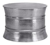 WOMO-DESIGN Table Basse Martelée de Salon - Table d'Appoint Ronde Artisanale Ø 62x33 cm - Silber G