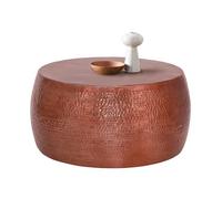 WOMO-DESIGN Table Basse Martelée de Salon, Table dAppoint Ronde Artisanale, Ø 90x45 cm en Aluminium Cuivre, Design Oriental