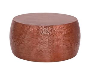 WOMO-DESIGN Table Basse Martelée de Salon, Table d'Appoint Ronde Artisanale, Ø 90x45 cm en Aluminium Cuivre, Design Oriental, Finition Martelée, Décoration Intérieure,Table de Canapé Café Unique
