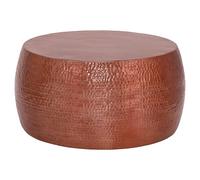 WOMO-DESIGN Table Basse Martelée de Salon, Table d'Appoint Ronde Artisanale, Ø 90x45 cm en Aluminium Cuivre, Design Oriental, Finition Martelée, Décoration Intérieure,Table de Canapé Café Unique