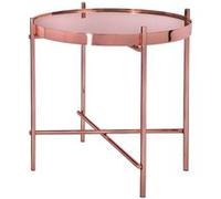 WOMO-DESIGN Table d'appoint ronde plateau en verre cadre en métal cuivre Ø 43 cm