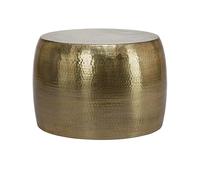 WOMO-DESIGN Table Basse Ronde Ø 59 x 41 cm, Dorée, Cylindrique, Pièce Unique, Fabriquée à la Main en Aluminium, Design Martelé, Orientale, Table d'Appoint Salon Canapé Café, Décoration Intérieure