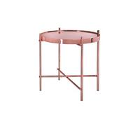 WOMO-DESIGN Table Basse Ronde - Ø 43 x 45 cm - Plateau en Verre - Cadre Revêtement