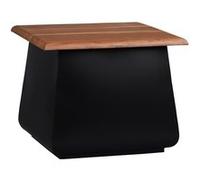 WOMO-DESIGN Table d’appoint basse 50x40x50 cm naturel-noir en bois d'acacia et métal fait à la main design industriel moderne bout de canapé tabouret à fleurs d'entrée salon table décorative de café B