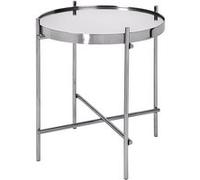 WOMO-DESIGN Table d'Appoint Ø 43x45 cm Rond pour Salon - Argenté - Métal/Verre - Structure