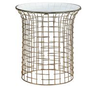 WOMO-DESIGN Table d'Appoint Leeds Ø 40 cm Rond 45 cm de Haut, Plateau en Verre Amovible