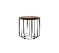 WOMO-DESIGN Table d'Appoint Ronde - Ø 50x50 cm - Bois Massif Ancien Naturel - Cadre