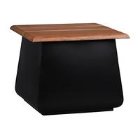 WOMO-DESIGN Table d'Appoint Sheffield 50x40x50 cm, Rectangulaire, Noir/Naturel, en Bois d'Acacia et Métal, Unique, Fait à Main, Table Basse de Café, Bout de Canapé, Tabouret à Fleurs d'Entrée Salon