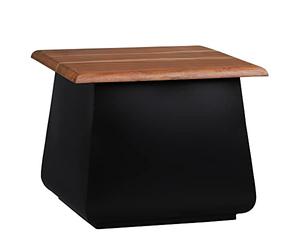 WOMO-DESIGN Table d'Appoint Sheffield 50x40x50 cm, Rectangulaire, Noir/Naturel, en Bois d'Acacia et Métal, Unique, Fait à Main, Table Basse de Café, Bout de Canapé, Tabouret à Fleurs d'Entrée Salon