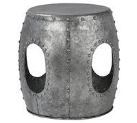 WOMO-DESIGN Table d'Appoint Vantaa Ronde Ø38x43 Argent, Pièce Unique, Faite Main en Métal, Design Industriel Attrayant, Décoration d'Intérieur avec Rivets Soudés, Table Basse de Salon Polyvalente