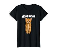 Womp Womp Sad Orange Cat Funny Meme Reaction Typographie T-Shirt Graphique avec Valeur, Femme, Noir, L