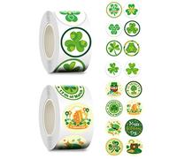 Womsclo Autocollant de la Saint-Patrick Sticker Stick Sticker Green Lucky for Irish Party Supply 2Rolls, St. Patrick's Day Stickers
