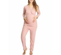 Womum Pyjama maternité hôpital avec ouverture facile pour allaitement, pyjama grossesse doux, élastique et respirant pour un maximum de confort, idéal pour des nuits confortables, tailles S-XL, Rose