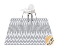 WOMUMON Tapis de sevrage lavable de 129,5 cm, imperméable, antidérapant, protection de sol pour chaise haute, loisirs créatifs, tapis de déversement pour animal domestique (chevron gris)