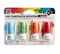 WONDAY 4 mini tampons de notation pré encrés environ 4000 impressions, Stamp en caoutchouc rond de 10 mm
