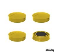 Wonday Aimant rond 30 mm Jaune - Lot de 4