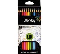 WONDAY Pochette de 12 crayons de couleur assortis. Corps hexagonale
