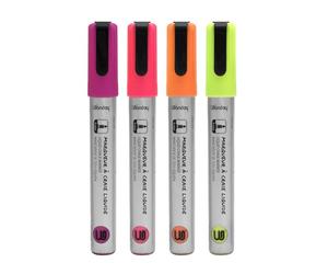 WONDAY, Boite de 4 Marqueurs Craie Liquide, coloris Jaune, Rose, Violet et Orange